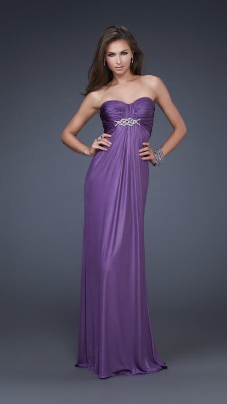 La Femme - Alluring Pleated Sweetheart Neck Jersey Sheath Dress 16087