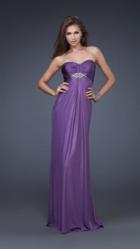 La Femme - Alluring Pleated Sweetheart Neck Jersey Sheath Dress 16087