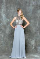 Glow By Colors - G723 Illusion Halter Chiffon A-line Dress