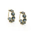 Tresor Collection - 18k Yellow Gold Large Hoop Earrings In Blue Topaz