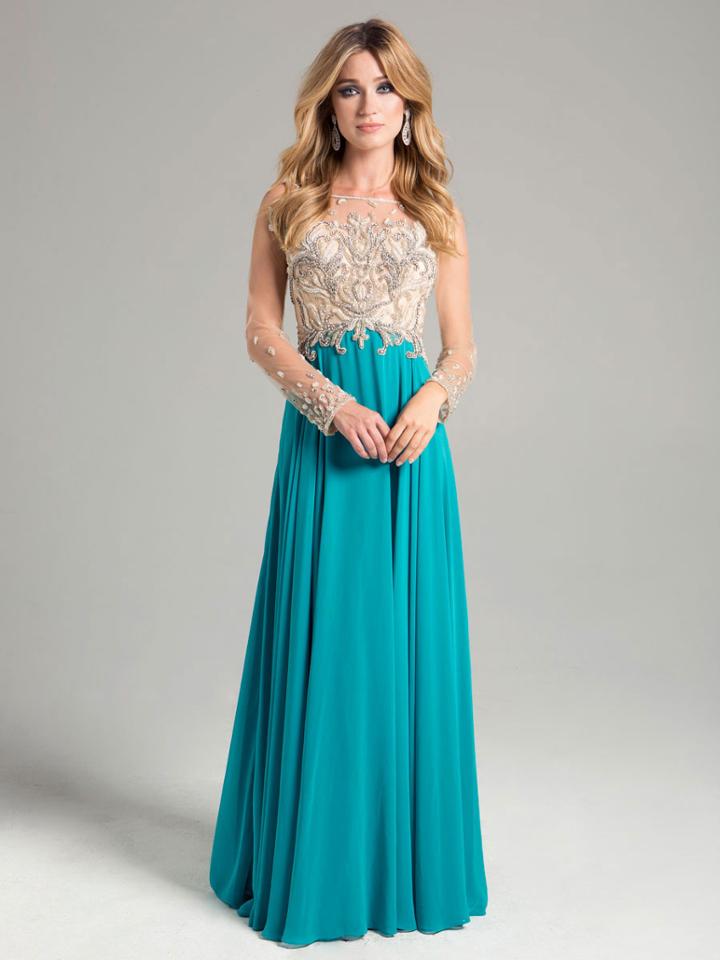 Lara Dresses - Illusion Bateau Chiffon A-line Gown 32929