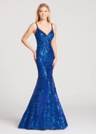 Ellie Wilde - Ew118123 Sequined V Neck Trumpet Gown