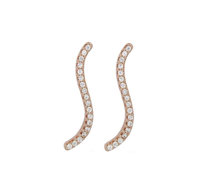 Rachael Ryen - Wave Pave Ear Pins - Rose Gold