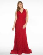 Mac Duggal Fabulouss - 66277f Lace Halter Sheath Dress