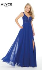 Alyce Paris - 60251 Plunging Beaded Bodice High Slit Gown