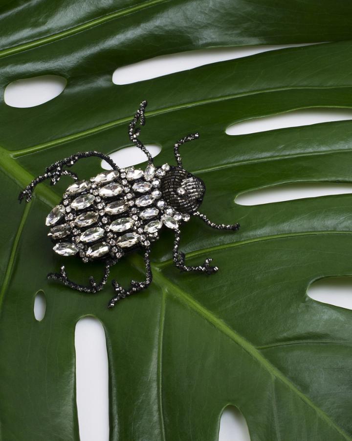 Jarin K Jewelry - Sparkling Hand Beaded Beetle Brooch