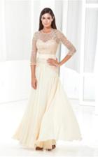 Terani Evening - E3816 Beaded Jewel Quarter Length Sleeves Long Dress