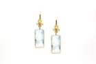 Tresor Collection - 18k Yellow Gold Earring With Aquamarine And Champagne Diamond