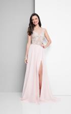 Terani Couture - Elegant Beaded And Embroidered V- Neck A-line Chiffon Gown 1711p2373