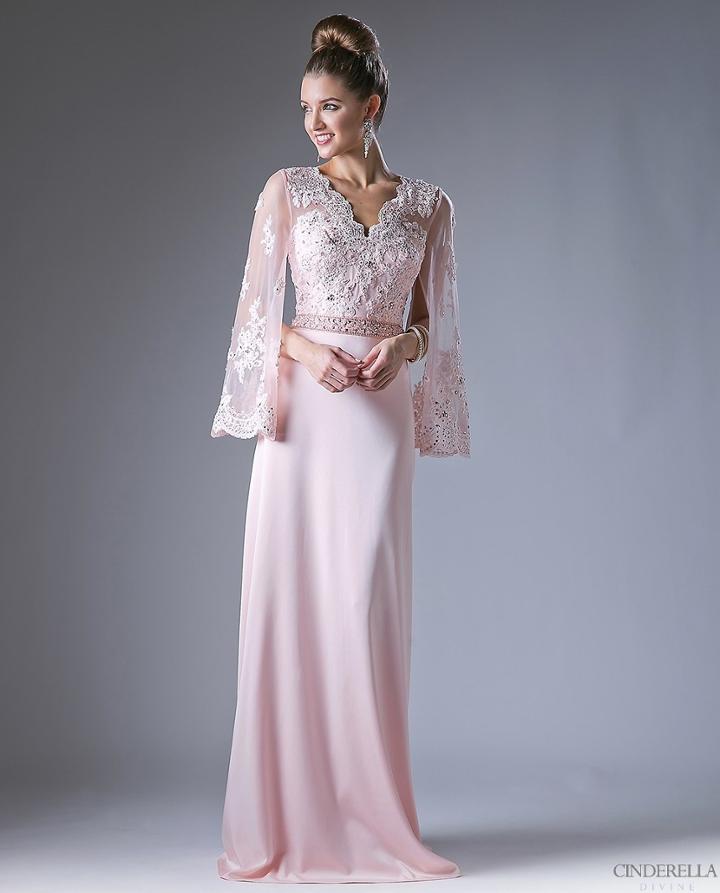 Cinderella Divine - Embellished Scalloped V-neck Sheath Dress