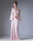 Cinderella Divine - Embellished Scalloped V-neck Sheath Dress