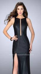 La Femme - Sexy Sleeveless Jewel Neck Leather Dress 24469