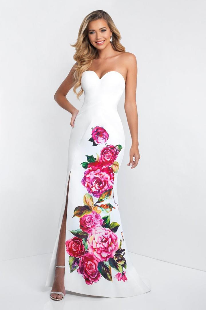 Blush - C1038 Floral Printed Strapless Sweetheart Dress