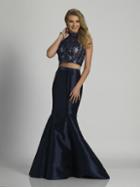 Dave & Johnny - A6125 Two Piece Halter Beaded Trumpet Gown