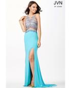 Jovani - Sequined Long Dress With Slit Jvn33391