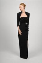 Daymor Couture - Ruched Straight Neck Sheath Dress 421