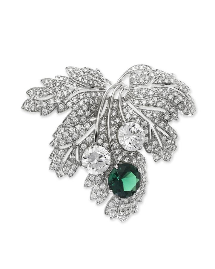 Cz By Kenneth Jay Lane - Emerald Leaf Brooch