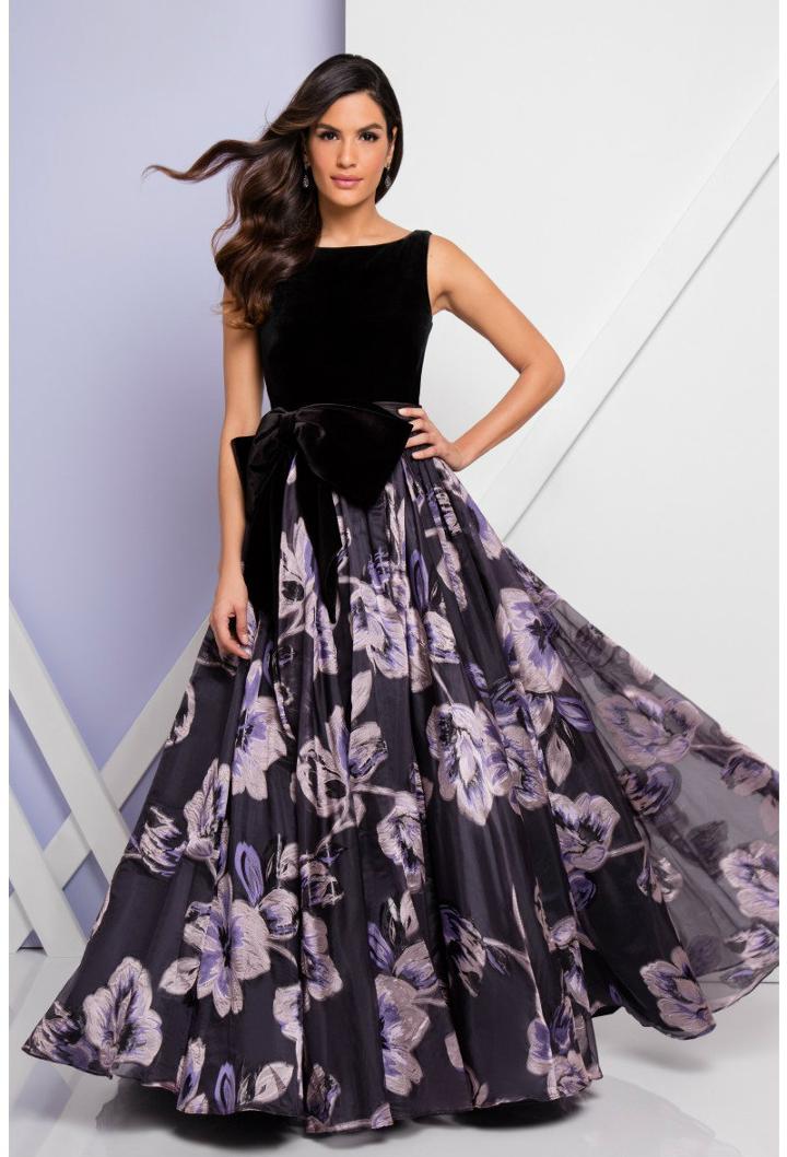 Terani Evening - 1722e4239 Bateau Huge Bow A-line Dress