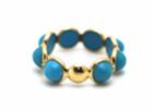 Tresor Collection - Turquoise Smooth Round Ring Band In 18k Yellow Gold