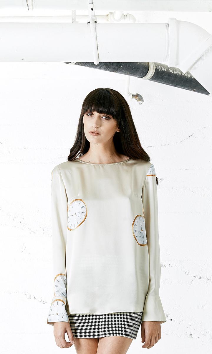 Again Collection - Hamilton Silk Blouse In White