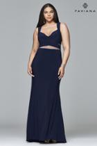 Faviana - 9399 Long Fit And Flare Jersey With Illusion Cutouts
