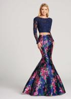 Ellie Wilde - Ew118092 Two Piece Embellished And Printed Mermaid Dress