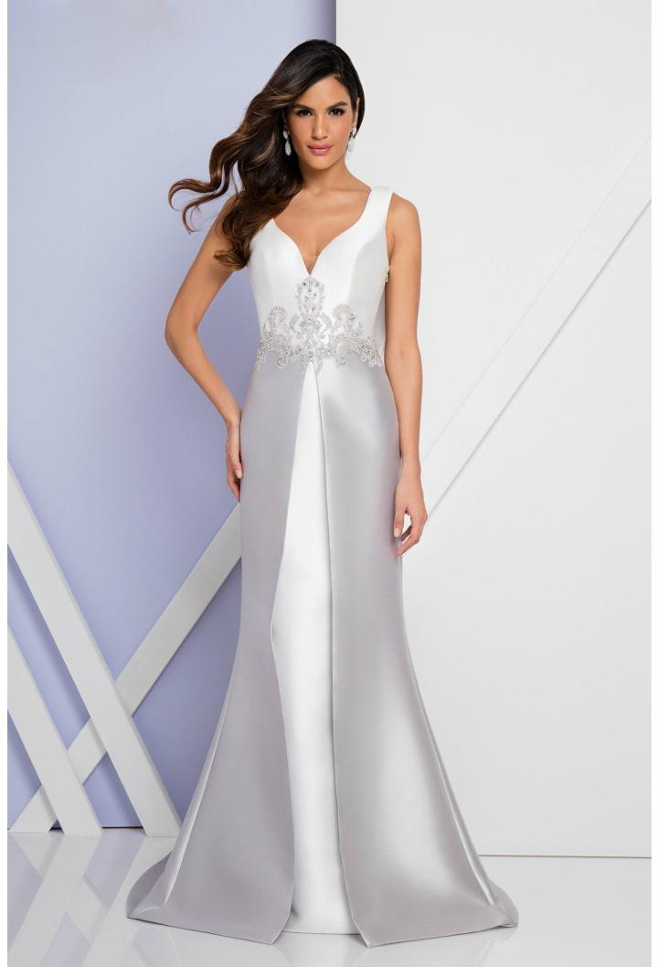 Terani Evening - 1721m4701 Bejeweled V-neck A-line Dress