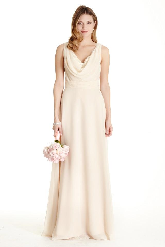 Aspeed - L1737 Sleeveless Cowl Neck Sheath Dress