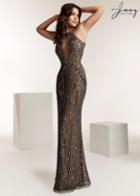 Jasz Couture - 1429 Sequined Halter Neck Sheath Dress