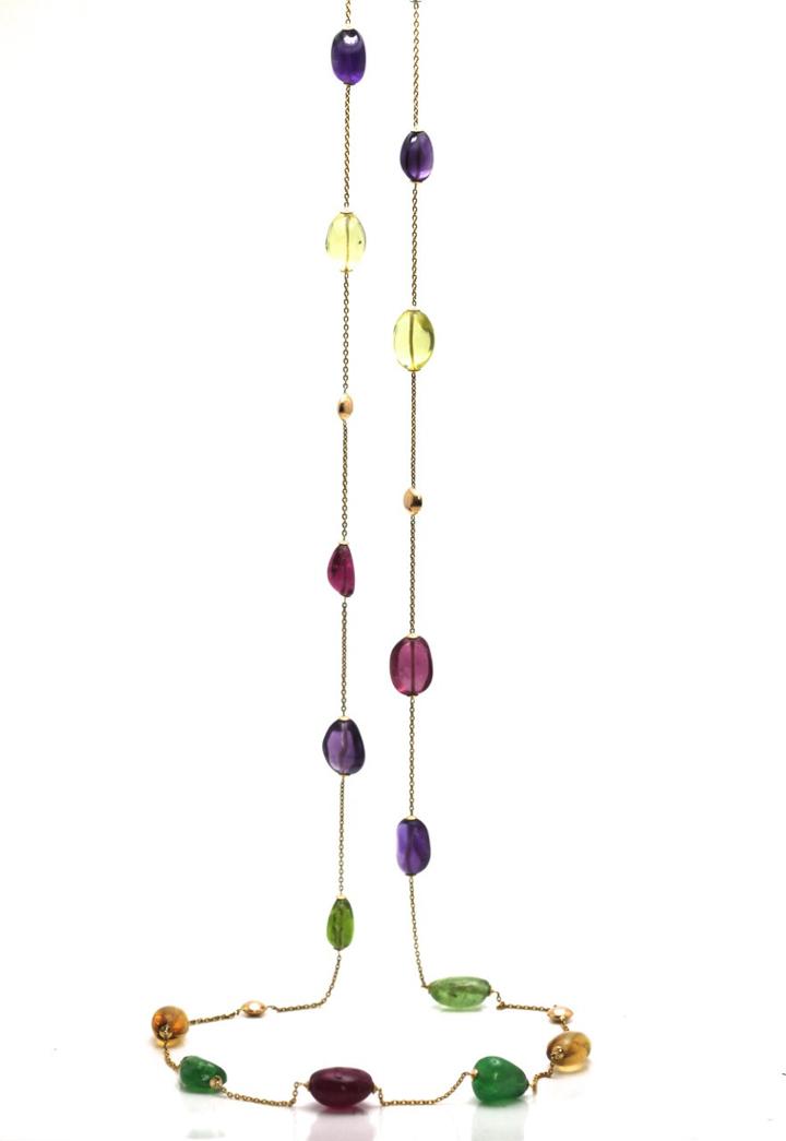 Tresor Collection - Multicolor Stone Baroque Necklace In 18k Yellow Gold 6148190340