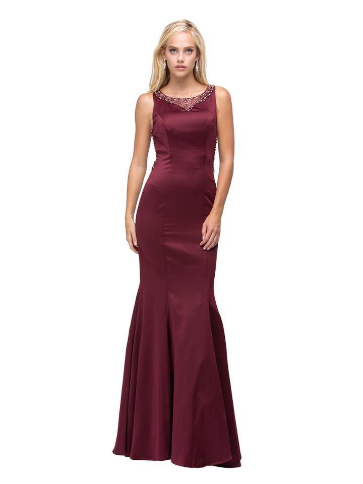 Embellished Sheer Back Long Mermaid Prom Dress