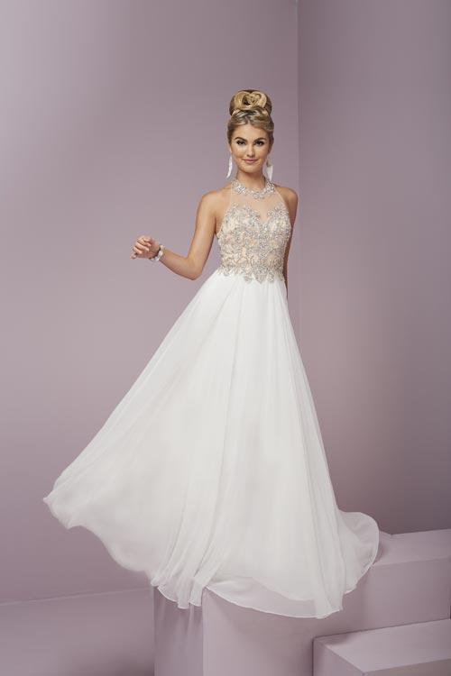 Tiffany Homecoming - Alluring Choker Neck Silky Chiffon A-line Dress 46082