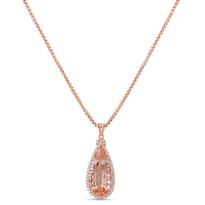 Tresor Collection - Morganite And Diamond Pear Pendant In 18k Yellow Gold