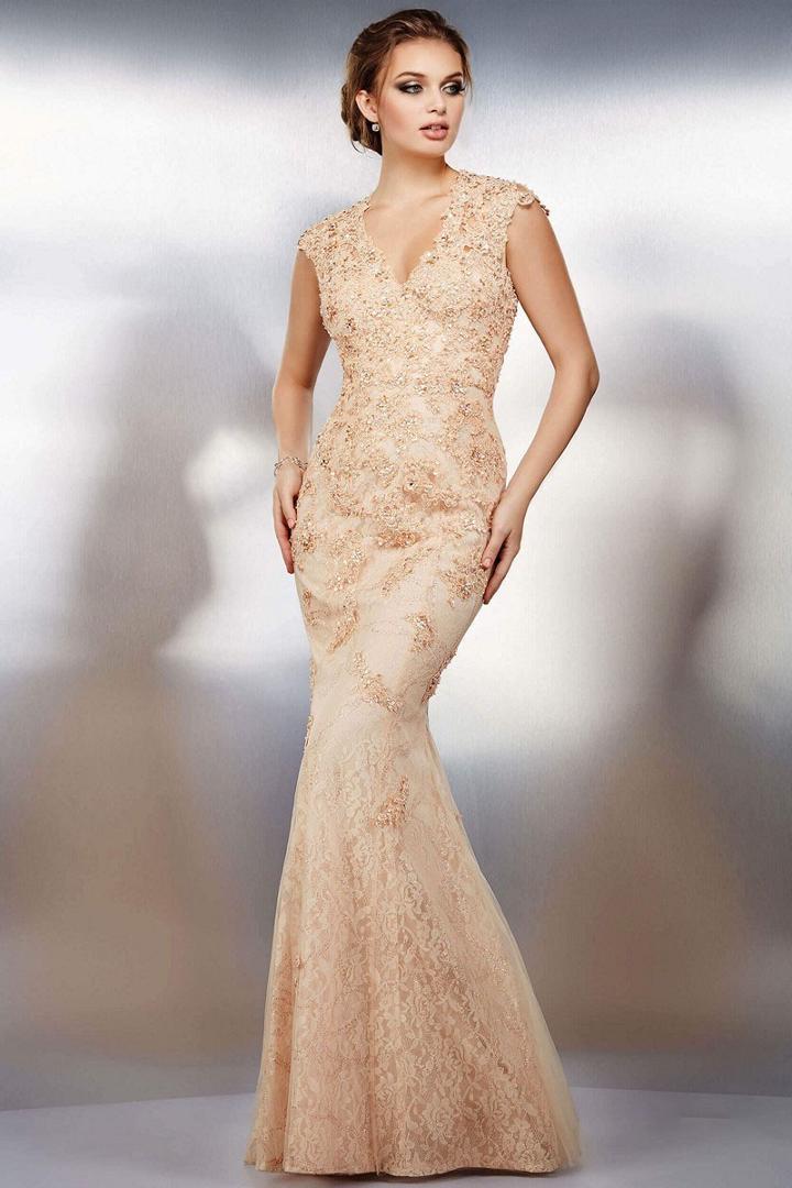 Jovani - 25664 Lace V-neck Sheath Dress