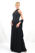 Daymor Couture - Halter Floral Lace Long Gown 1005