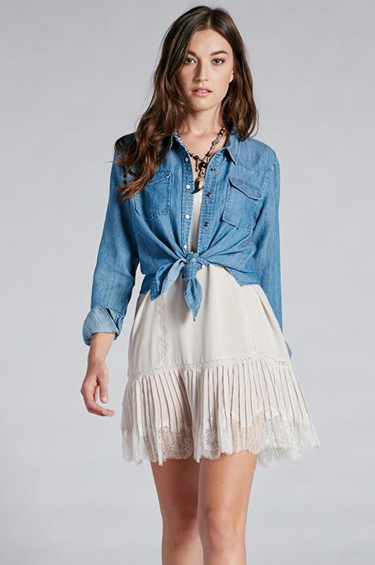 Gold Hawk - Pleated Lace Dress