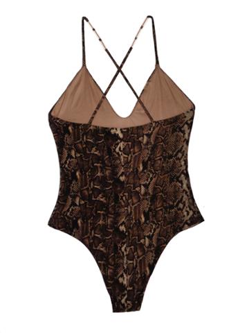 Leah Shlaer Swimwear - The Classic Colette Bodysuit Python/gloss Nude