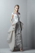 Saiid Kobeisy - 3369 Illusion Bateau A-line Dress With Overskirt