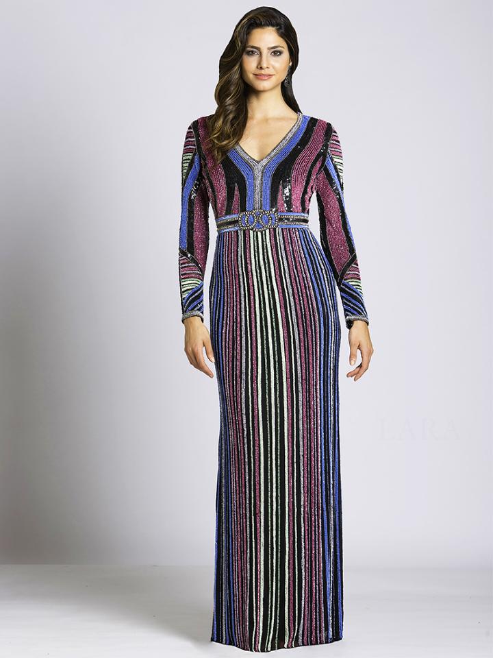 Lara Dresses - 33541 Multi-colored V-neck Column Dress