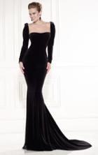 Tarik Ediz - Long Sleeve Velvet Gown 92508