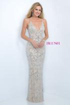Blush - Sparkling Plunging Long Dress 7005