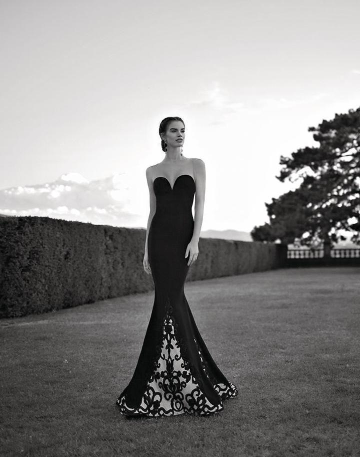 Tarik Ediz - Sheer Boat Neck Evening Gown 92612