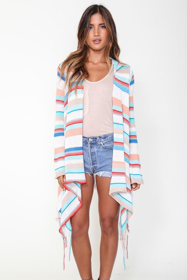 Goddis - Linsey Hooded Wrap W Fringe In Snap Dragon