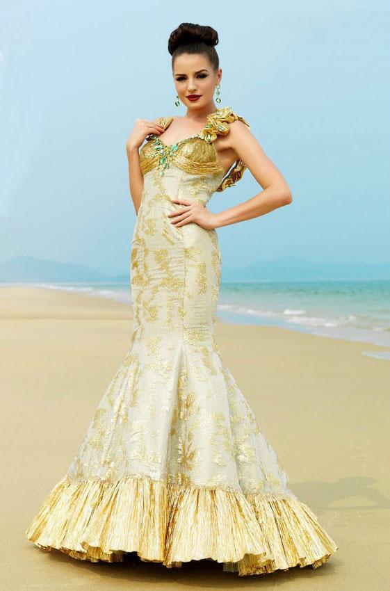 Mnm Couture - Kh019 Ruffled Pleated Metallic Mermaid Gown