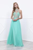 Nox Anabel - 8339 Embellished Halter Chiffon A-line Dress