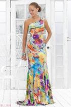 Blush - One Shoulder Floral Printed Long Dress 9303
