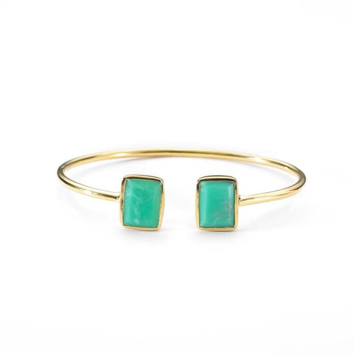 Margaret Elizabeth - Emerald 2 Stone Bangle Chrysoprase