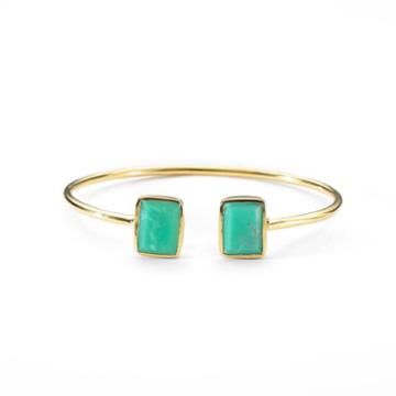 Margaret Elizabeth - Emerald 2 Stone Bangle Chrysoprase