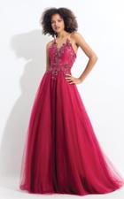 Rachel Allan - 6172 Floral Lace Applique Halter Gown