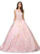 Dancing Queen - Sleeveless Embellished Illusion Bateau Ballgown